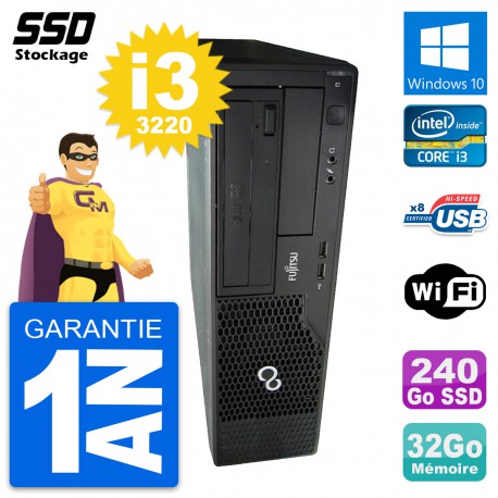PC Fujitsu Esprimo E510 DT Intel Core i3-3220 RAM 32Go SSD 240Go Windows 10 Wifi