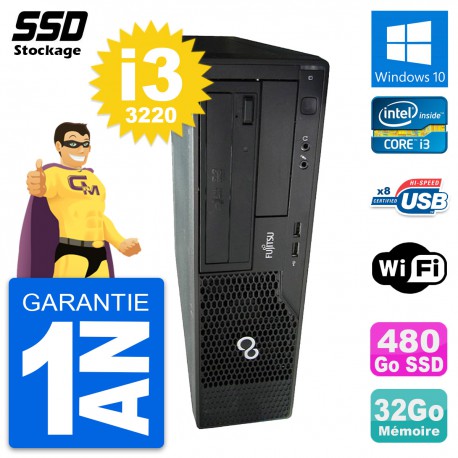PC Fujitsu Esprimo E510 DT Intel Core i3-3220 RAM 32Go SSD 480Go Windows 10 Wifi
