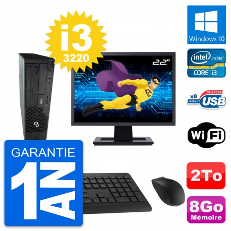 PC Fujitsu E510 DT Ecran 22" Intel i3-3220 RAM 8Go Disque 2To Windows 10 Wifi