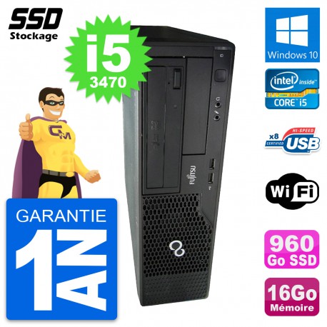 PC Fujitsu Esprimo E510 DT Intel Core i5-3470 RAM 16Go SSD 960Go Windows 10 Wifi
