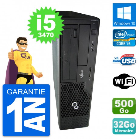 PC Fujitsu Esprimo E510 DT Intel i5-3470 RAM 32Go Disque 500Go Windows 10 Wifi