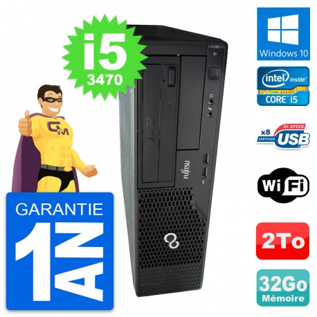 PC Fujitsu Esprimo E510 DT Intel i5-3470 RAM 32Go Disque 2To Windows 10 Wifi