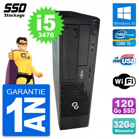 PC Fujitsu Esprimo E510 DT Intel Core i5-3470 RAM 32Go SSD 120Go Windows 10 Wifi