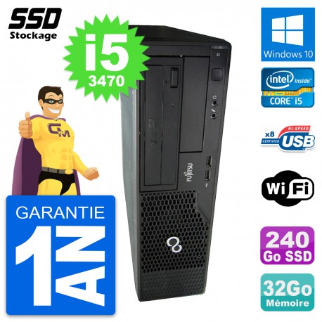 PC Fujitsu Esprimo E510 DT Intel Core i5-3470 RAM 32Go SSD 240Go Windows 10 Wifi