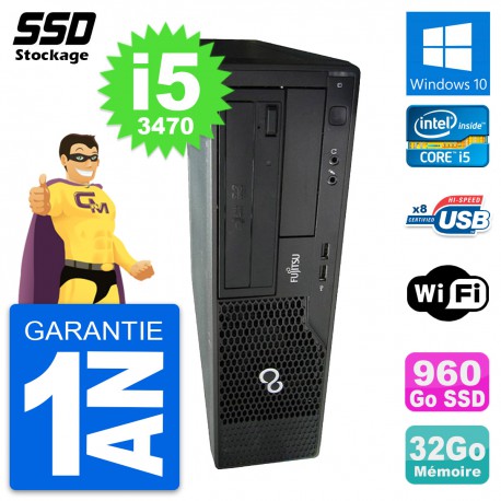 PC Fujitsu Esprimo E510 DT Intel Core i5-3470 RAM 32Go SSD 960Go Windows 10 Wifi