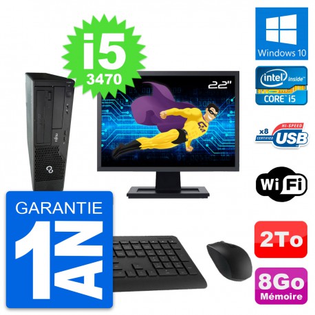 PC Fujitsu E510 DT Ecran 22" Intel i5-3470 RAM 8Go Disque 2To Windows 10 Wifi