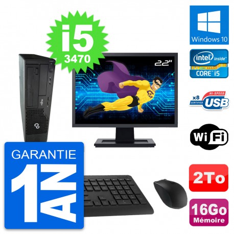 PC Fujitsu E510 DT Ecran 22" Intel i5-3470 RAM 16Go Disque 2To Windows 10 Wifi
