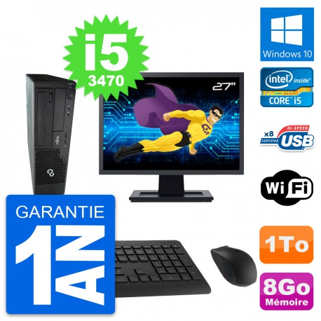 PC Fujitsu E510 DT Ecran 27" Intel i5-3470 RAM 8Go Disque 1To Windows 10 Wifi