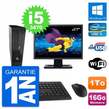 PC Fujitsu E510 DT Ecran 27" Intel i5-3470 RAM 16Go Disque 1To Windows 10 Wifi