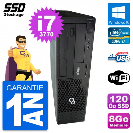 PC Fujitsu Esprimo E510 DT Intel Core i7-3770 RAM 8Go SSD 120Go Windows 10 Wifi