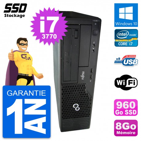 PC Fujitsu Esprimo E510 DT Intel Core i7-3770 RAM 8Go SSD 960Go Windows 10 Wifi