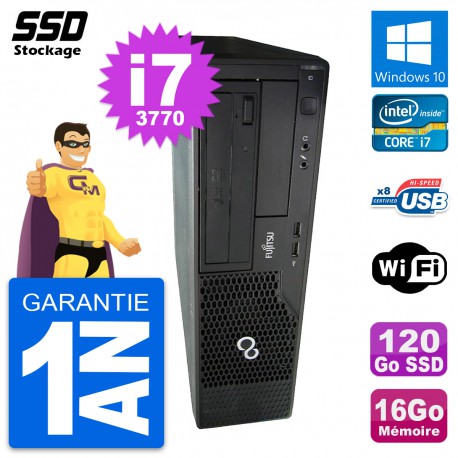 PC Fujitsu Esprimo E510 DT Intel Core i7-3770 RAM 16Go SSD 120Go Windows 10 Wifi