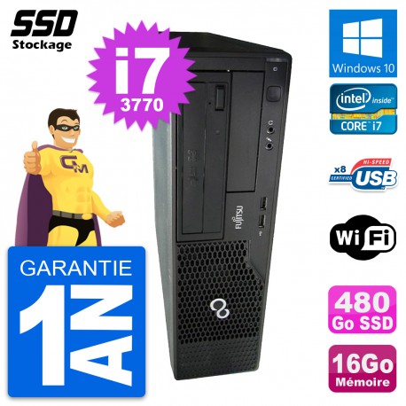 PC Fujitsu Esprimo E510 DT Intel Core i7-3770 RAM 16Go SSD 480Go Windows 10 Wifi