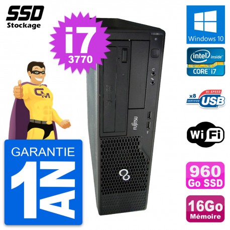 PC Fujitsu Esprimo E510 DT Intel Core i7-3770 RAM 16Go SSD 960Go Windows 10 Wifi