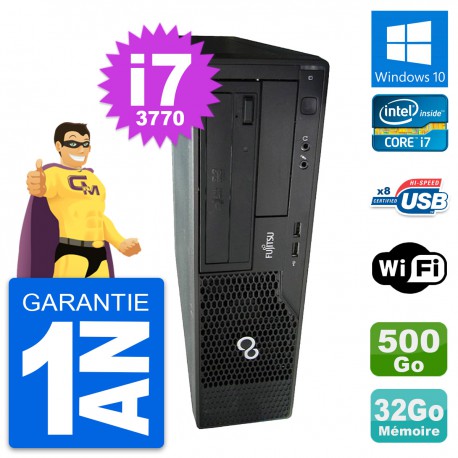 PC Fujitsu Esprimo E510 DT Intel i7-3770 RAM 32Go Disque 500Go Windows 10 Wifi
