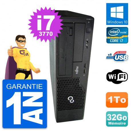 PC Fujitsu Esprimo E510 DT Intel i7-3770 RAM 32Go Disque 1To Windows 10 Wifi