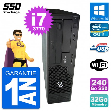 PC Fujitsu Esprimo E510 DT Intel Core i7-3770 RAM 32Go SSD 240Go Windows 10 Wifi