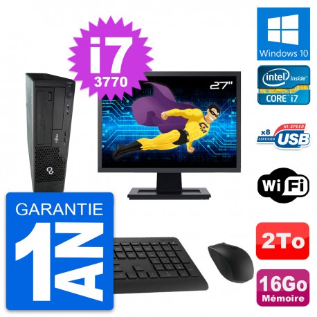 PC Fujitsu E510 DT Ecran 27" Intel i7-3770 RAM 16Go Disque 2To Windows 10 Wifi
