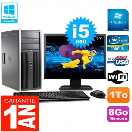 PC HP 8100 Tour Ecran 19" Core i5-650 RAM 8Go Disque 1To Graveur DVD Wifi W7