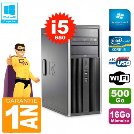 PC HP 8100 Tour Core i5-650 RAM 16Go Disque 500Go Graveur DVD Wifi W7