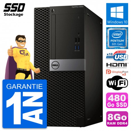 PC Tour Dell OptiPlex 5050 Pentium G4400 RAM 8Go SSD 480Go HDMI Windows 10 Wifi