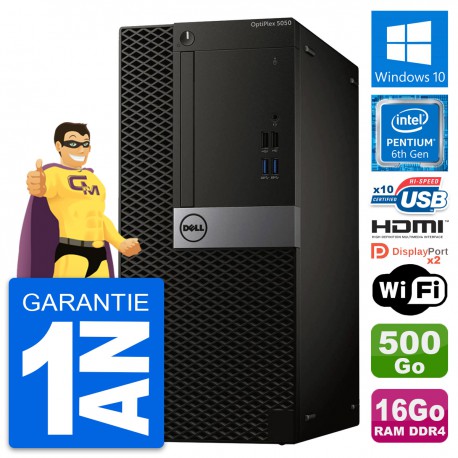 PC Tour Dell OptiPlex 5050 G4400 RAM 16Go Disque Dur 500Go HDMI Windows 10 Wifi