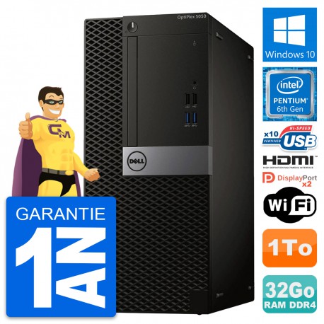 PC Tour Dell OptiPlex 5050 Intel G4400 RAM 32Go Disque 1To HDMI Windows 10 Wifi