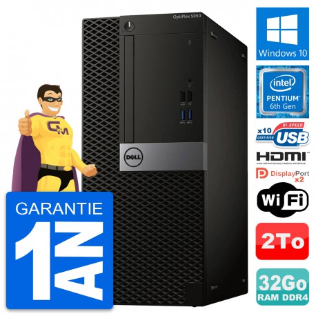 PC Tour Dell OptiPlex 5050 Intel G4400 RAM 32Go Disque 2To HDMI Windows 10 Wifi