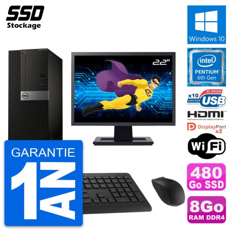 PC Tour Dell 5050 Ecran 22" Intel G4400 RAM 8Go SSD 480Go HDMI Windows 10 Wifi