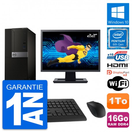 PC Tour Dell 5050 Ecran 22" Intel G4400 RAM 16Go Disque 1To HDMI Windows 10 Wifi