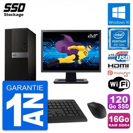 PC Tour Dell 5050 Ecran 22" Intel G4400 RAM 16Go SSD 120Go HDMI Windows 10 Wifi
