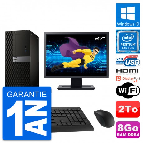 PC Tour Dell 5050 Ecran 27" Intel G4400 RAM 8Go Disque 2To HDMI Windows 10 Wifi