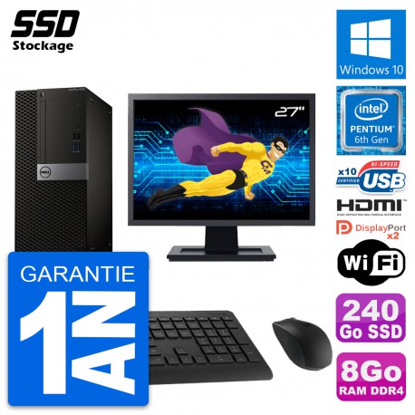 PC Tour Dell 5050 Ecran 27" Intel G4400 RAM 8Go SSD 240Go HDMI Windows 10 Wifi