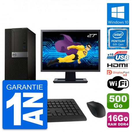 PC Tour Dell 5050 Ecran 27" G4400 RAM 16Go Disque Dur 500Go HDMI Windows 10 Wifi