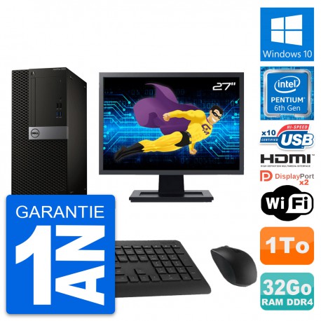 PC Tour Dell 5050 Ecran 27" Intel G4400 RAM 32Go Disque 1To HDMI Windows 10 Wifi