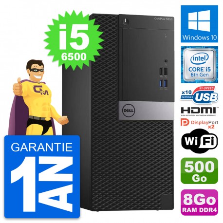 PC Tour Dell OptiPlex 5050 i5-6500 RAM 8Go Disque Dur 500Go HDMI Windows 10 Wifi