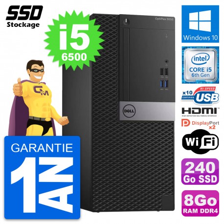 PC Tour Dell OptiPlex 5050 Intel i5-6500 RAM 8Go SSD 240Go HDMI Windows 10 Wifi