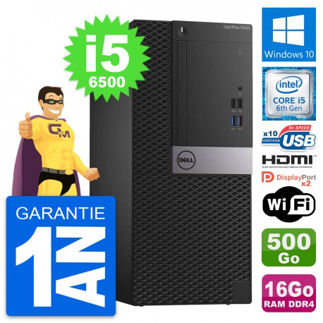 PC Tour Dell OptiPlex 5050 MT i5-6500 RAM 16Go Disque 500Go HDMI Windows 10 Wifi