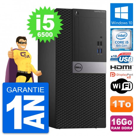 PC Tour Dell OptiPlex 5050 Core i5-6500 RAM 16Go Disque 1To HDMI Windows 10 Wifi