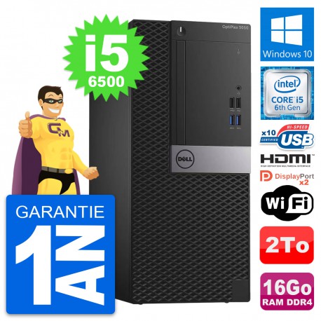 PC Tour Dell OptiPlex 5050 Core i5-6500 RAM 16Go Disque 2To HDMI Windows 10 Wifi
