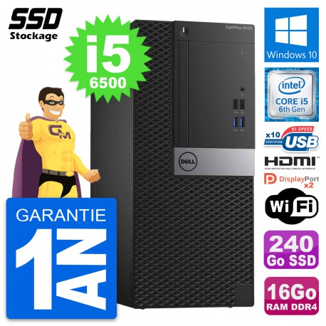 PC Tour Dell OptiPlex 5050 Intel i5-6500 RAM 16Go SSD 240Go HDMI Windows 10 Wifi