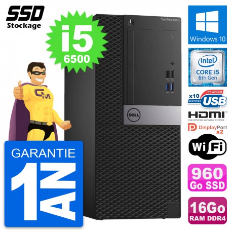 PC Tour Dell OptiPlex 5050 Intel i5-6500 RAM 16Go SSD 960Go HDMI Windows 10 Wifi