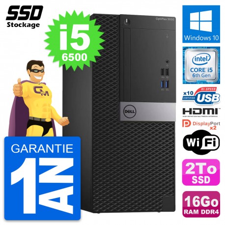 PC Tour Dell OptiPlex 5050 MT Core i5-6500 RAM 16Go SSD 2To HDMI Windows 10 Wifi