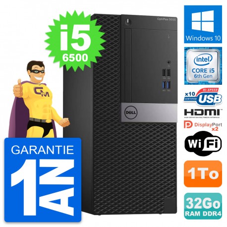 PC Tour Dell OptiPlex 5050 Core i5-6500 RAM 32Go Disque 1To HDMI Windows 10 Wifi