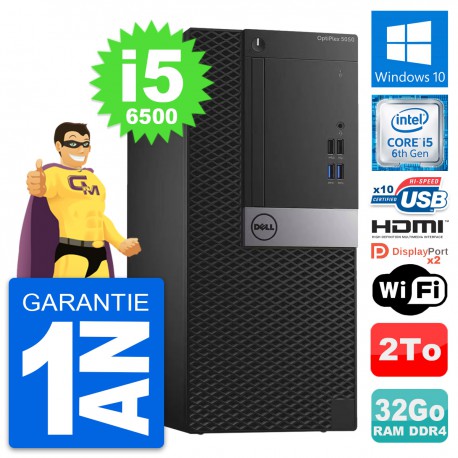 PC Tour Dell OptiPlex 5050 Core i5-6500 RAM 32Go Disque 2To HDMI Windows 10 Wifi