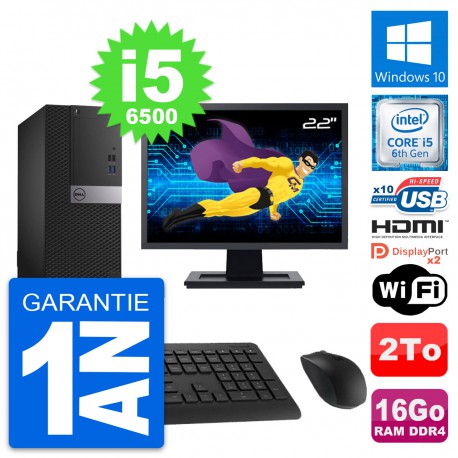 PC Tour Dell 5050 MT Ecran 22" i5-6500 RAM 16Go Disque 2To HDMI Windows 10 Wifi