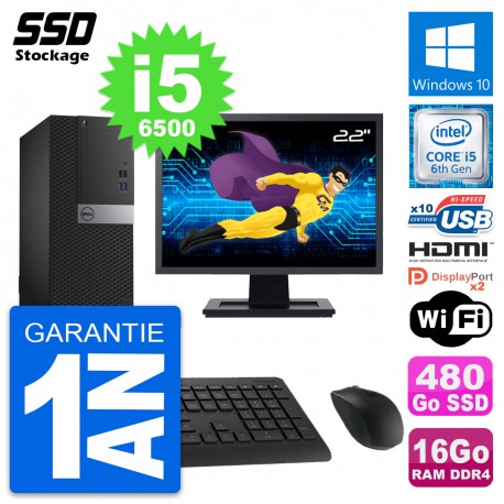 PC Tour Dell 5050 Ecran 22" Core i5-6500 RAM 16Go SSD 480Go HDMI Windows 10 Wifi