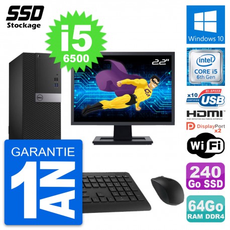 PC Tour Dell 5050 Ecran 22" Core i5-6500 RAM 64Go SSD 240Go HDMI Windows 10 Wifi