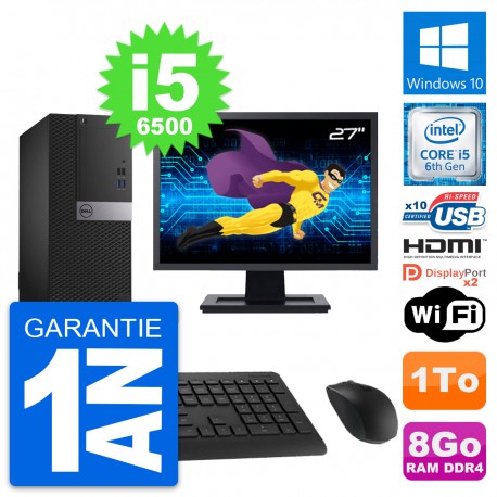 PC Tour Dell 5050 Ecran 27" Core i5-6500 RAM 8Go Disque 1To HDMI Windows 10 Wifi