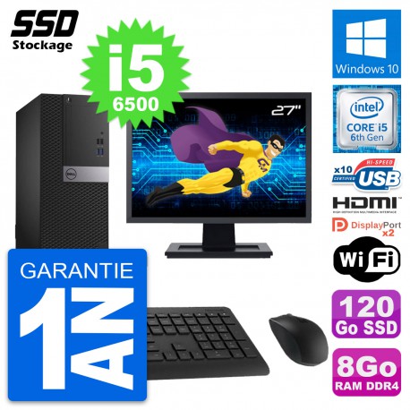 PC Tour Dell 5050 Ecran 27" Intel i5-6500 RAM 8Go SSD 120Go HDMI Windows 10 Wifi
